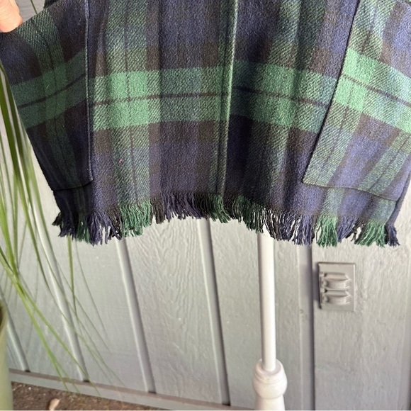 Vintage Stefano International Plaid Sleeveless Button Down Shirt Blue Fringe 80s - Picture 9 of 16